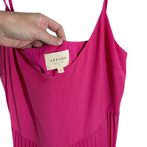 Sezane Pink Nissa Midi Dress with Tie Straps - Size 42 - Picture 6 of 8